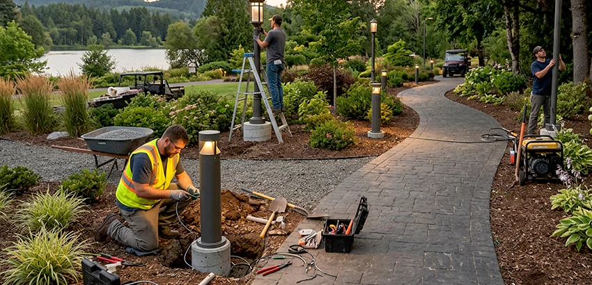 Landscape Post, Pole, and Bollard Lighting Installation in Alabaster